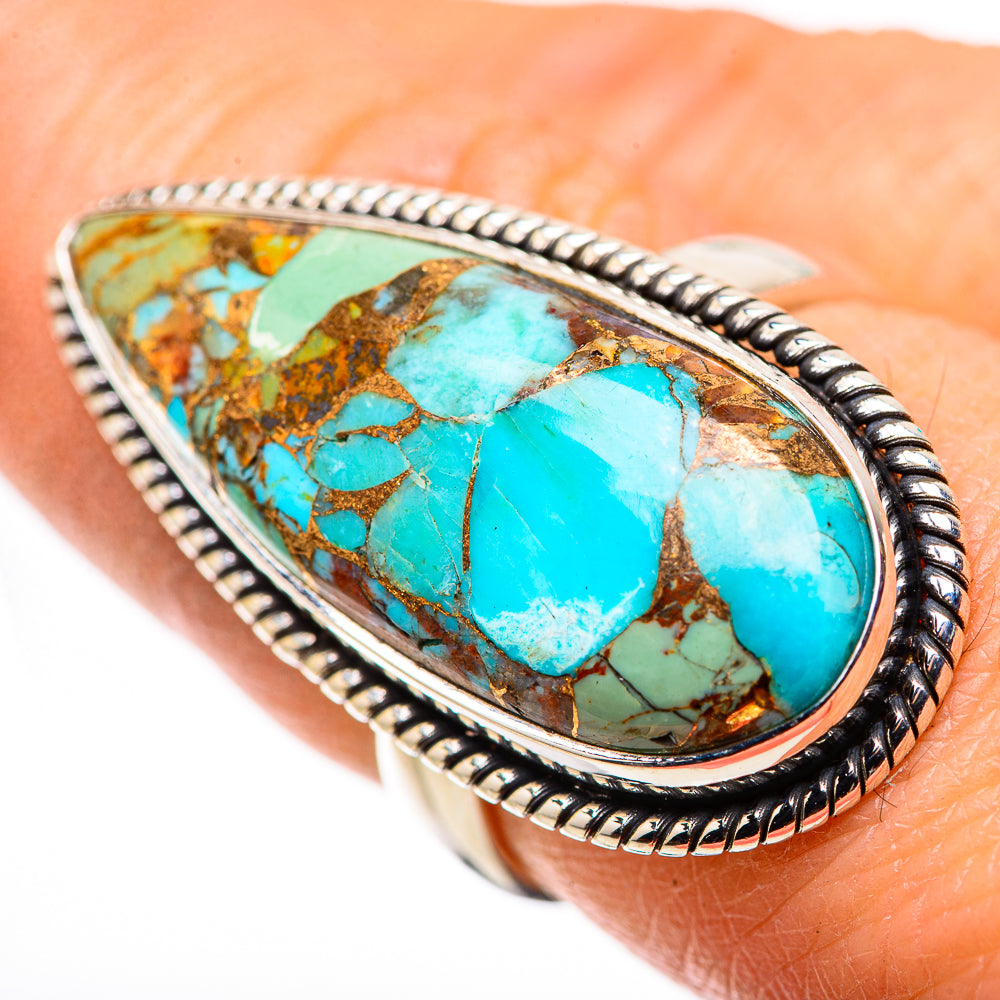 Kingman Mohave Turquoise Rings handcrafted by Anasilvercos - RING132347