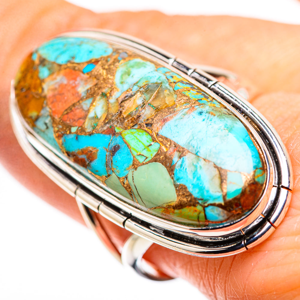 Kingman Mohave Turquoise Rings handcrafted by Anasilvercos - RING132348