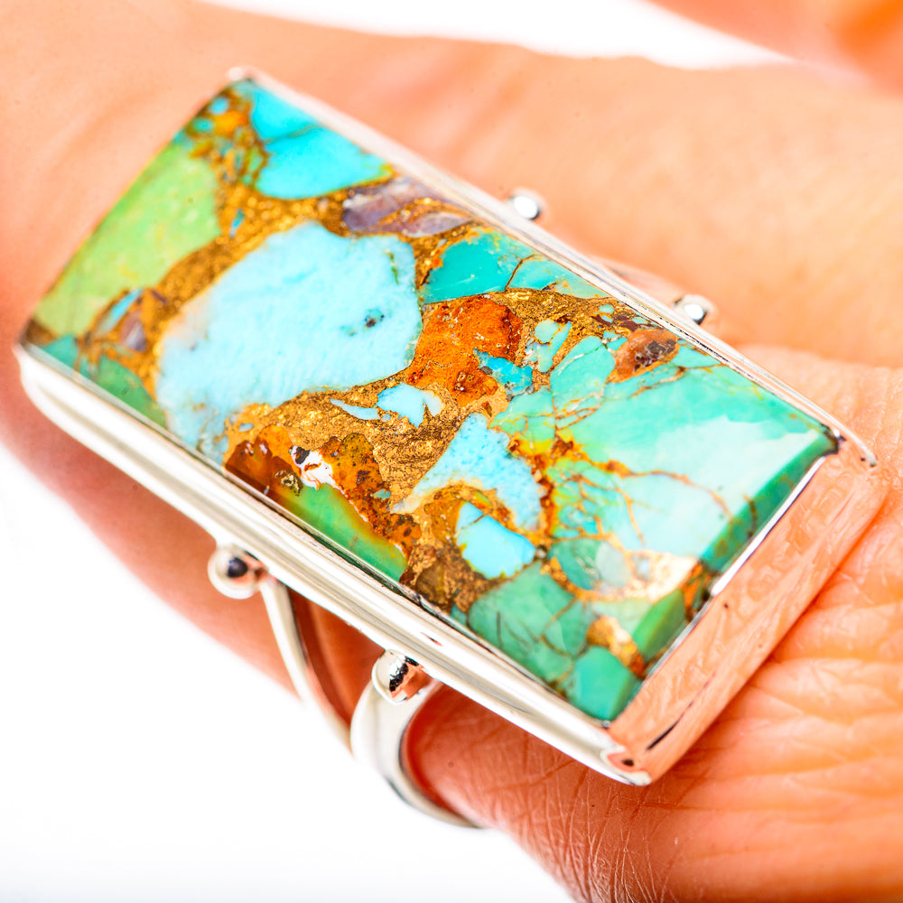 Kingman Mohave Turquoise Rings handcrafted by Anasilvercos - RING132349