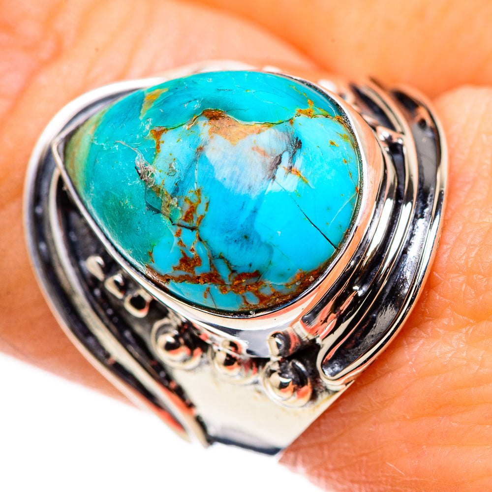 Blue Copper Composite Turquoise Rings handcrafted by Anasilvercos - RING132373