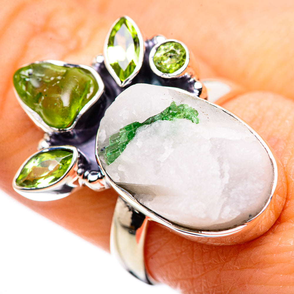 Green Tourmaline In Quartz Rings handcrafted by Anasilvercos - RING132375