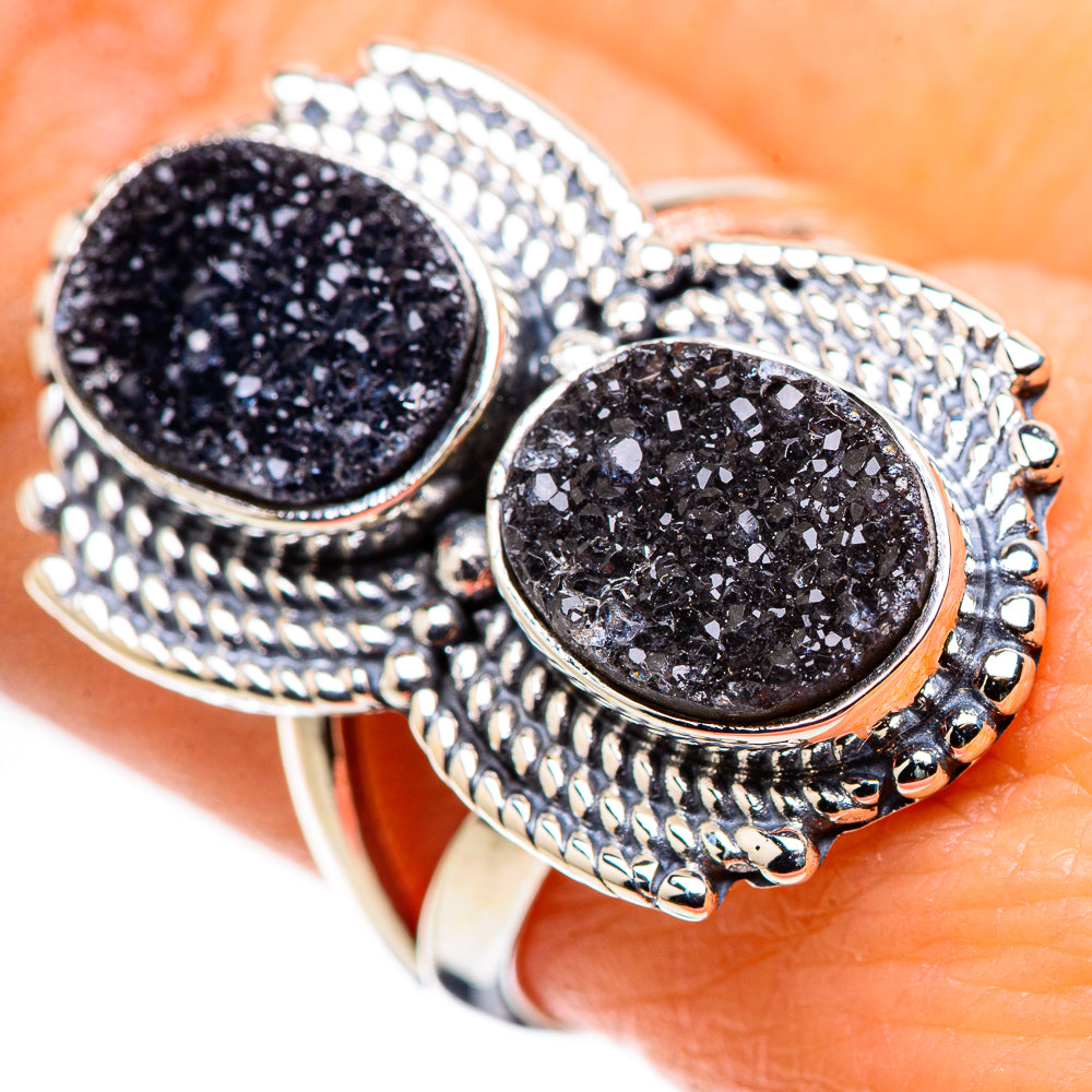 Black Druzy Rings handcrafted by Anasilvercos - RING132384