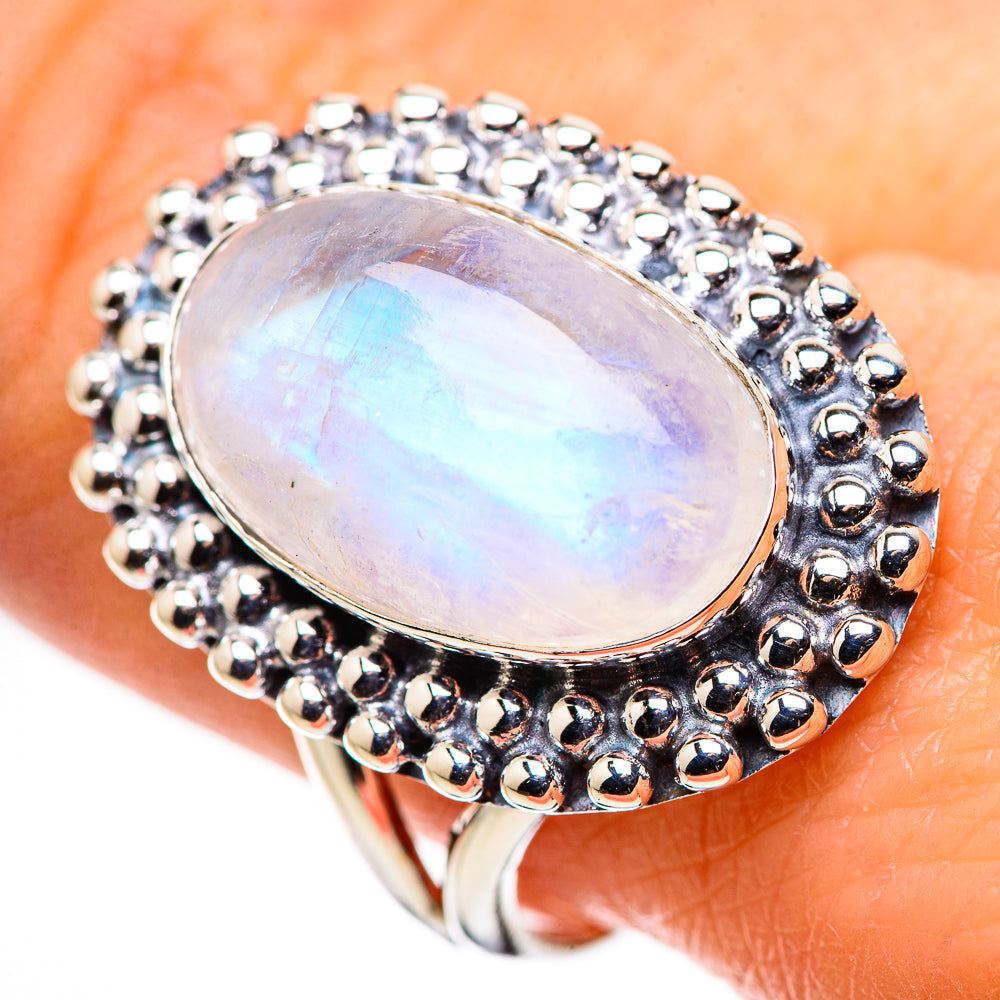 Rainbow Moonstone Rings handcrafted by Anasilvercos - RING132387