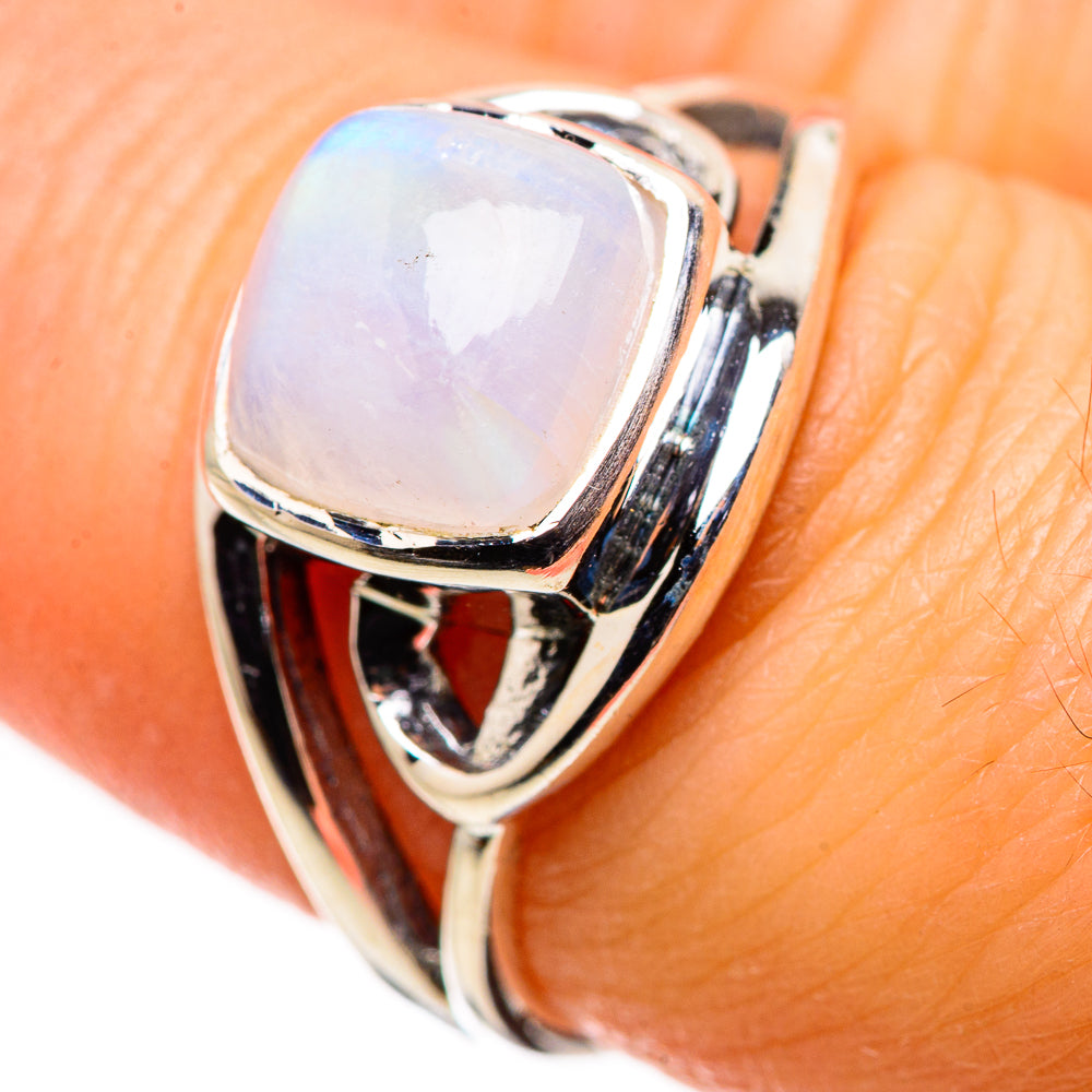 Rainbow Moonstone Rings handcrafted by Anasilvercos - RING132405