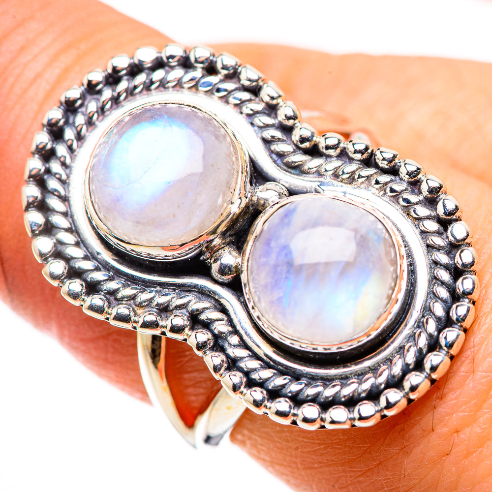 Rainbow Moonstone Rings handcrafted by Anasilvercos - RING132406