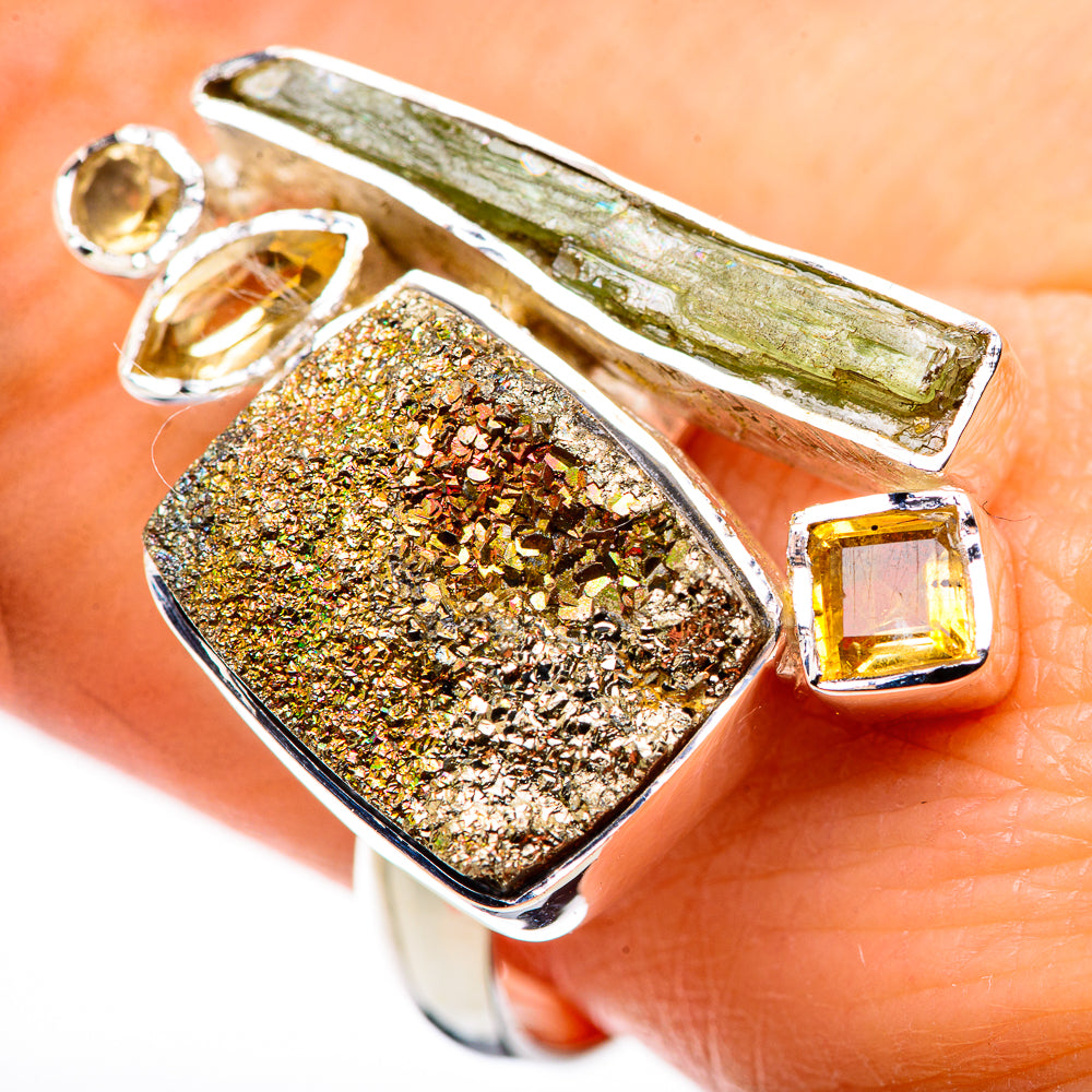 Spectro Pyrite Druzy Rings handcrafted by Anasilvercos - RING132407