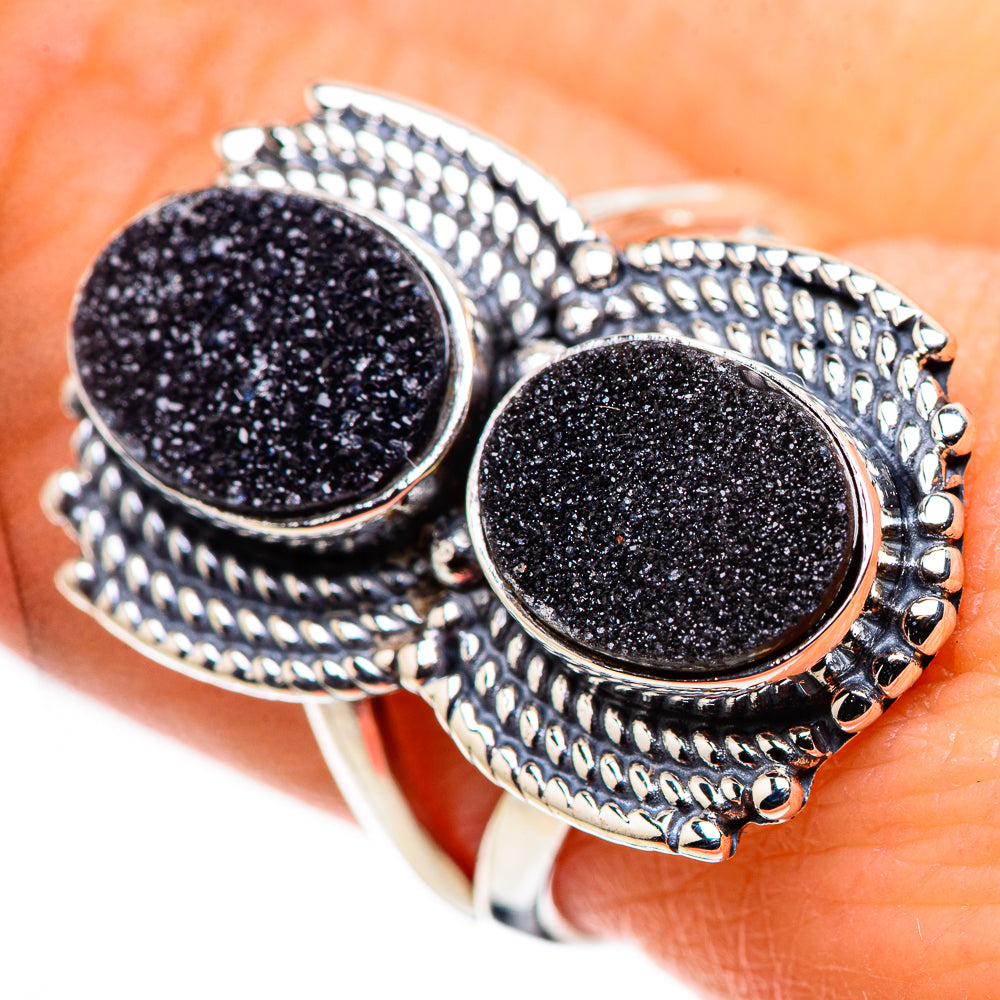 Black Druzy Rings handcrafted by Anasilvercos - RING132424