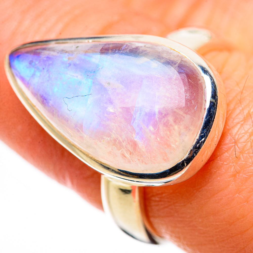 Rainbow Moonstone Rings handcrafted by Anasilvercos - RING132425