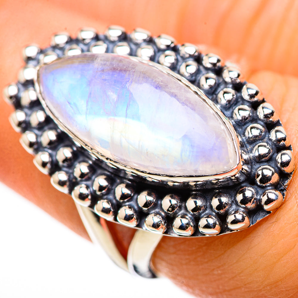 Rainbow Moonstone Rings handcrafted by Anasilvercos - RING132443