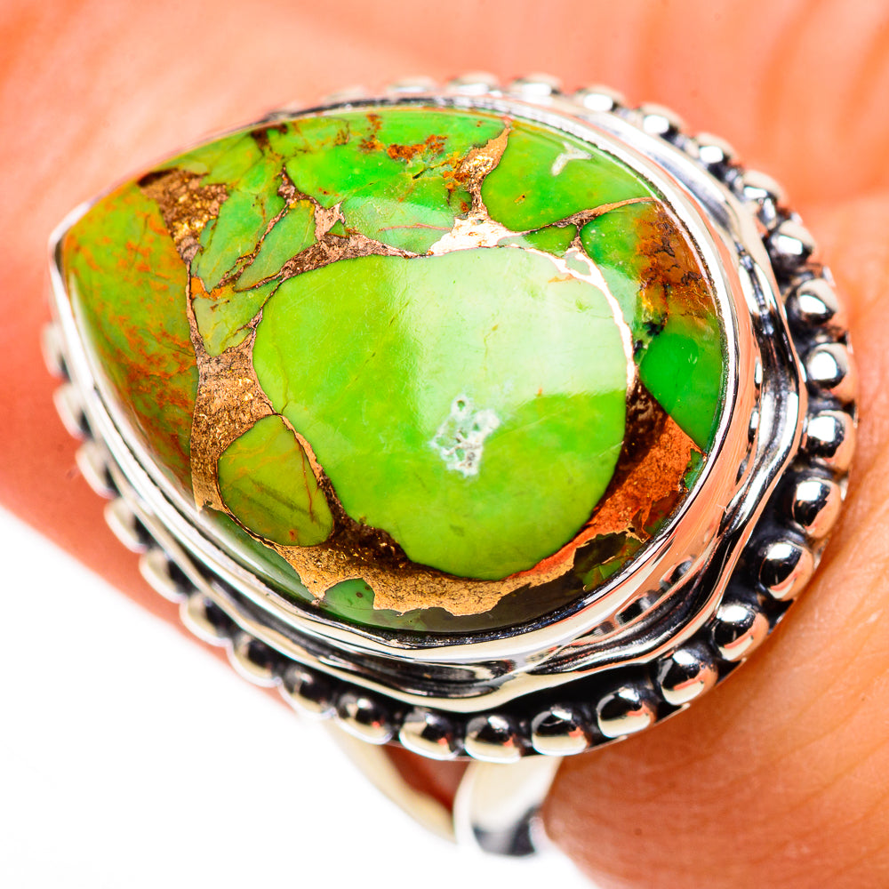Green Copper Composite Turquoise Rings handcrafted by Anasilvercos - RING132466