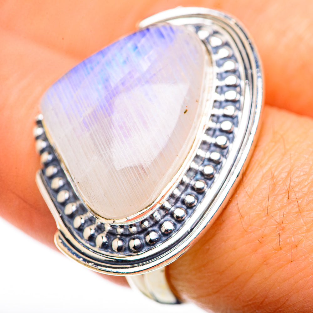 Rainbow Moonstone Rings handcrafted by Anasilvercos - RING132474
