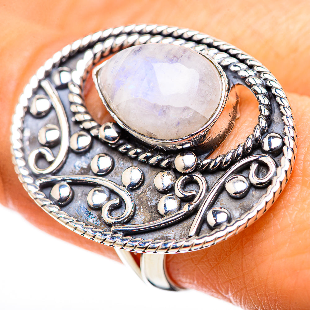 Rainbow Moonstone Rings handcrafted by Anasilvercos - RING132487