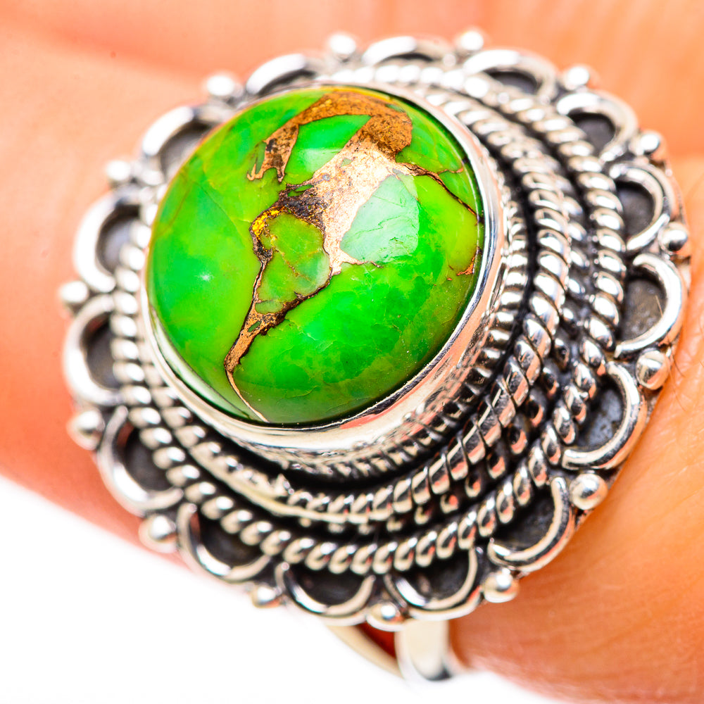Green Copper Composite Turquoise Rings handcrafted by Anasilvercos - RING132508