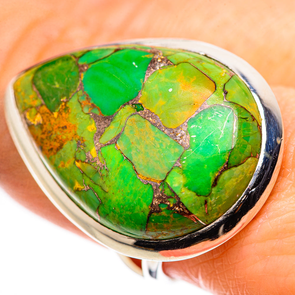 Green Copper Composite Turquoise Rings handcrafted by Anasilvercos - RING132523