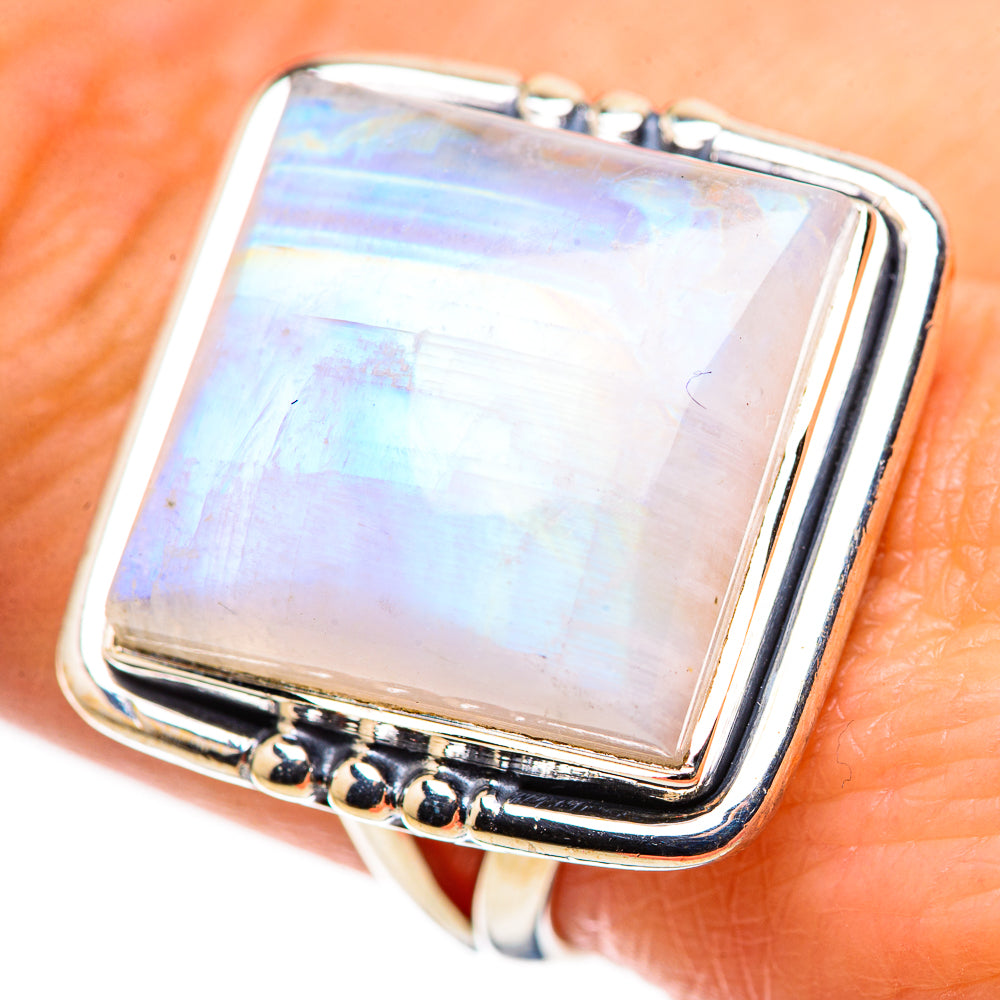 Rainbow Moonstone Rings handcrafted by Anasilvercos - RING132536