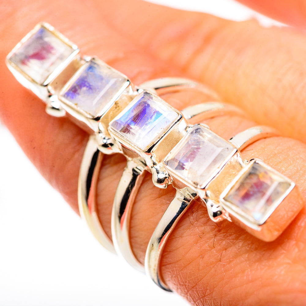 Rainbow Moonstone Rings handcrafted by Anasilvercos - RING132537