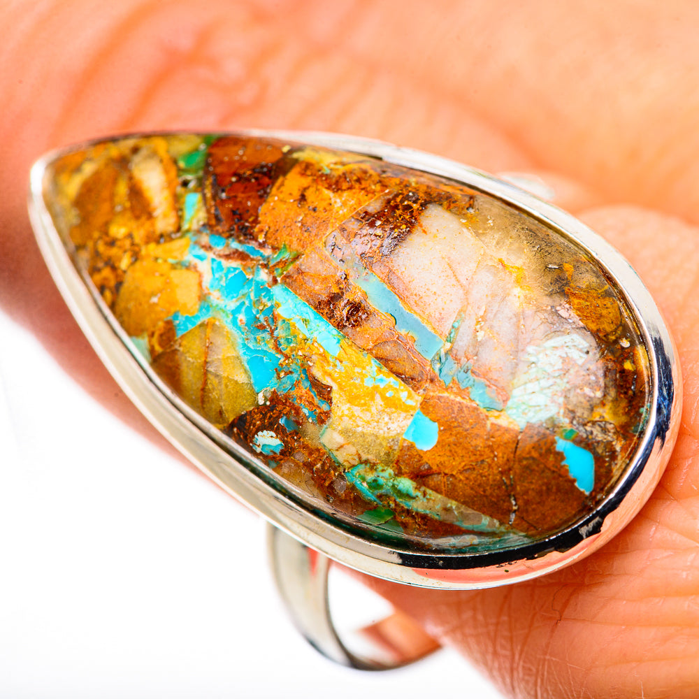 Kingman Mohave Turquoise Rings handcrafted by Anasilvercos - RING132540