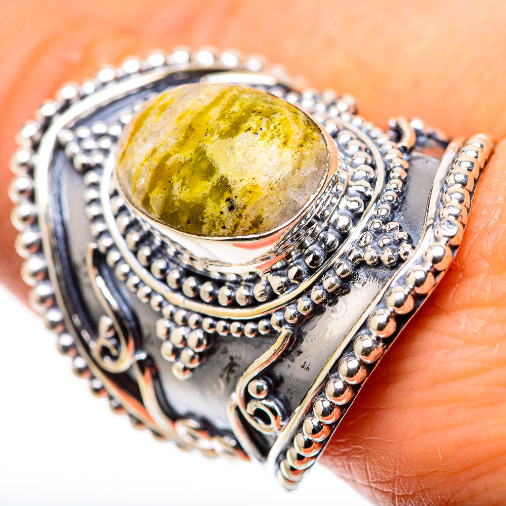 African Green Opal Rings handcrafted by Anasilvercos - RING132552