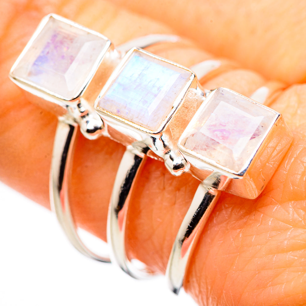 Rainbow Moonstone Rings handcrafted by Anasilvercos - RING132574