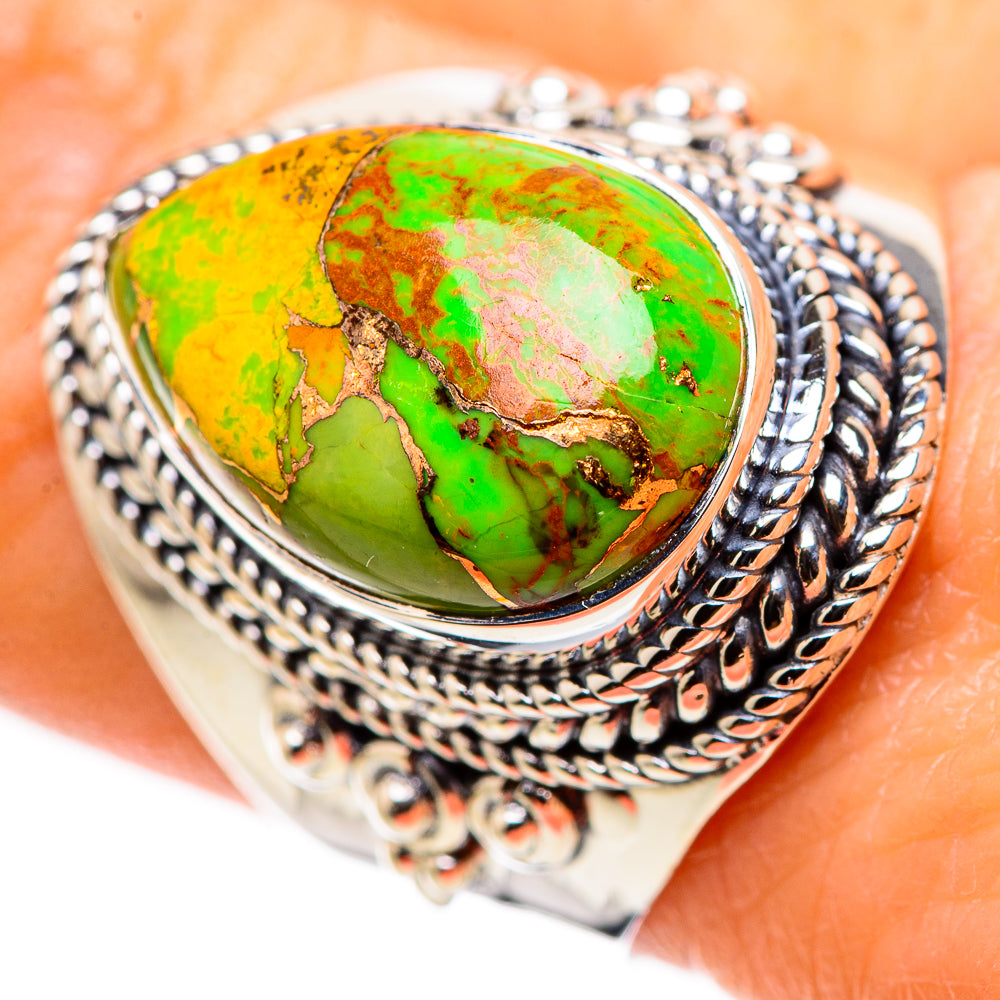 Green Copper Composite Turquoise Rings handcrafted by Anasilvercos - RING132632