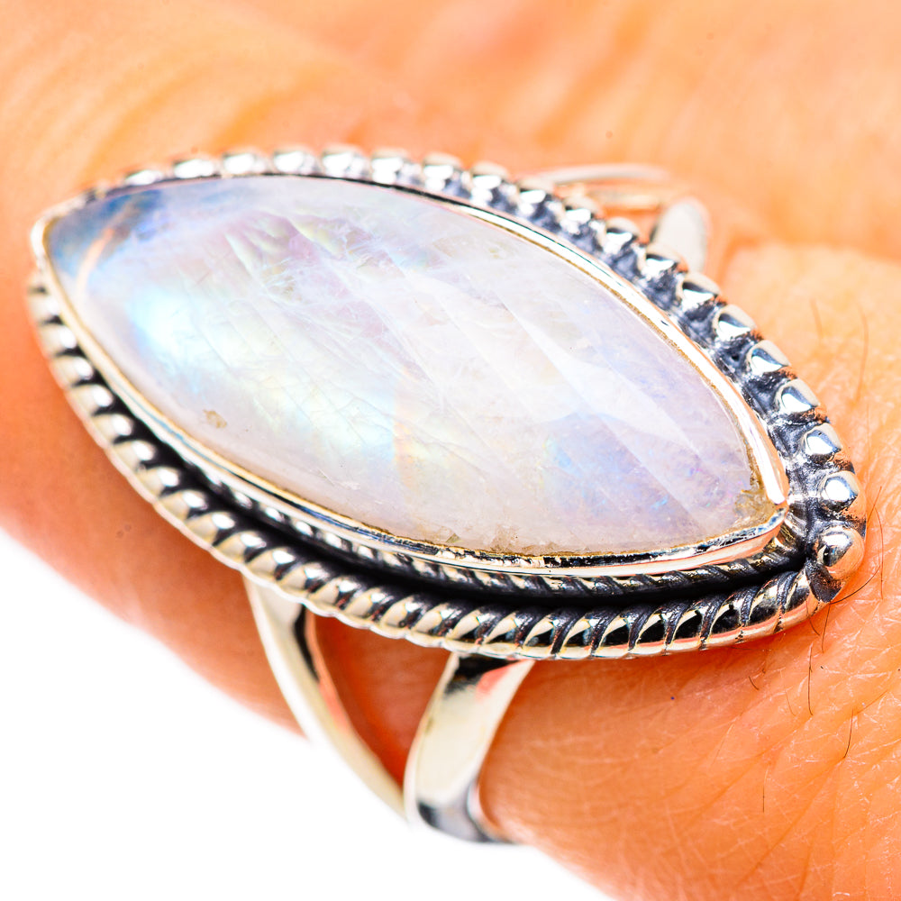 Rainbow Moonstone Rings handcrafted by Anasilvercos - RING132661