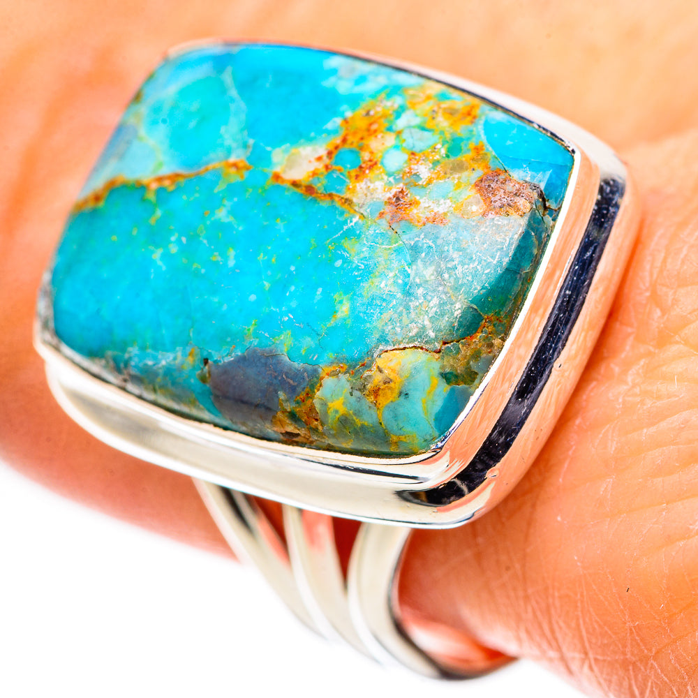 Kingman Mohave Turquoise Rings handcrafted by Anasilvercos - RING132667