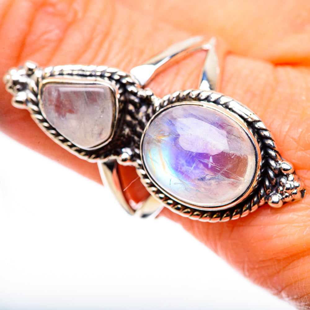 Rainbow Moonstone Rings handcrafted by Anasilvercos - RING132683
