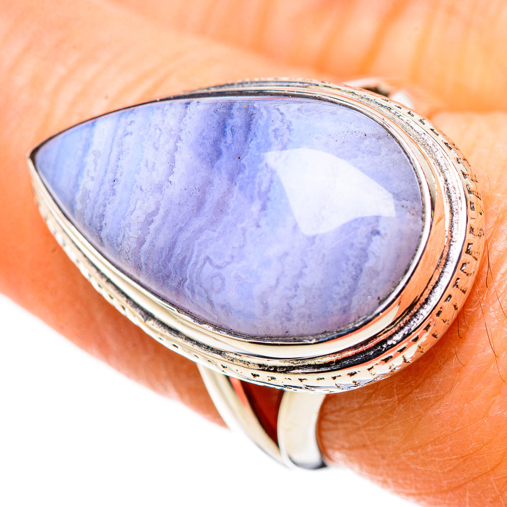 Blue Lace Agate Rings handcrafted by Anasilvercos - RING132684