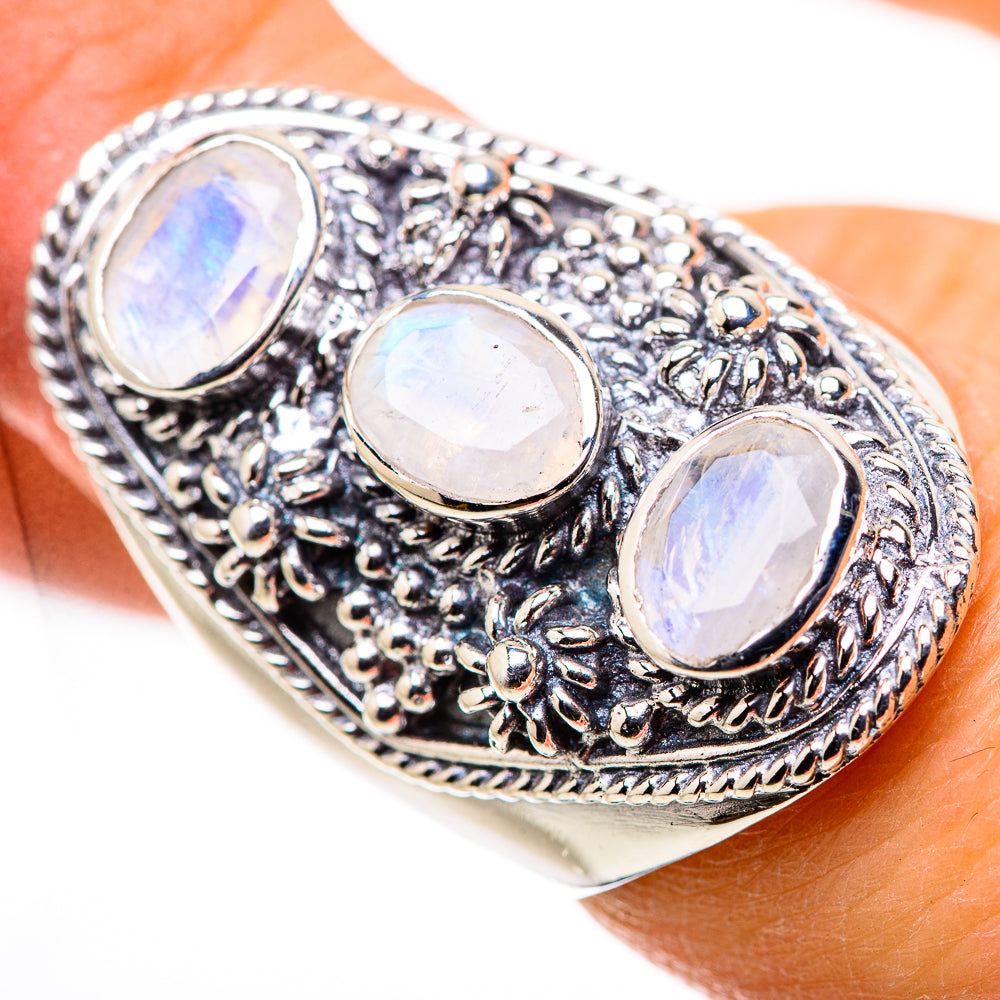 Rainbow Moonstone Rings handcrafted by Anasilvercos - RING132703