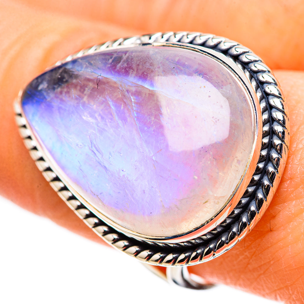 Rainbow Moonstone Rings handcrafted by Anasilvercos - RING132732