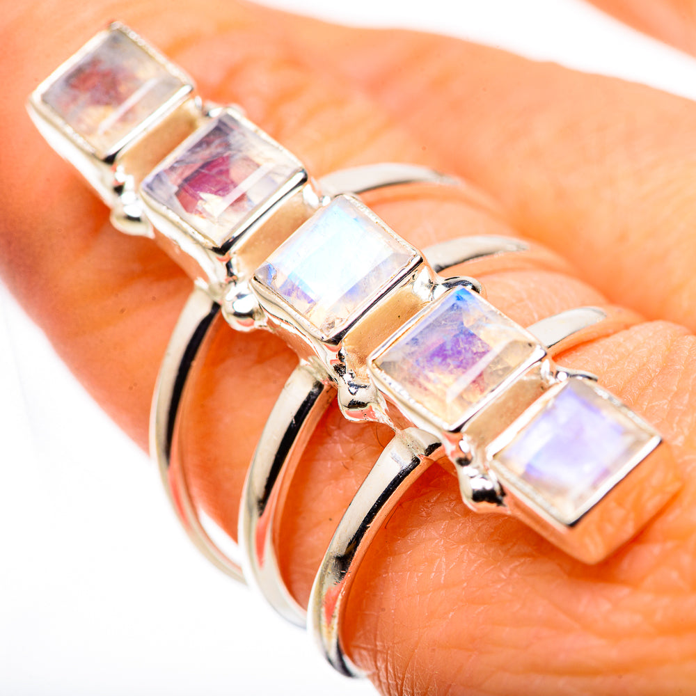 Rainbow Moonstone Rings handcrafted by Anasilvercos - RING132733