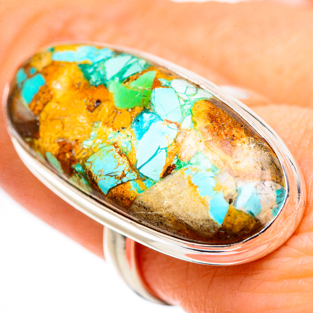 Kingman Mohave Turquoise Rings handcrafted by Anasilvercos - RING132739