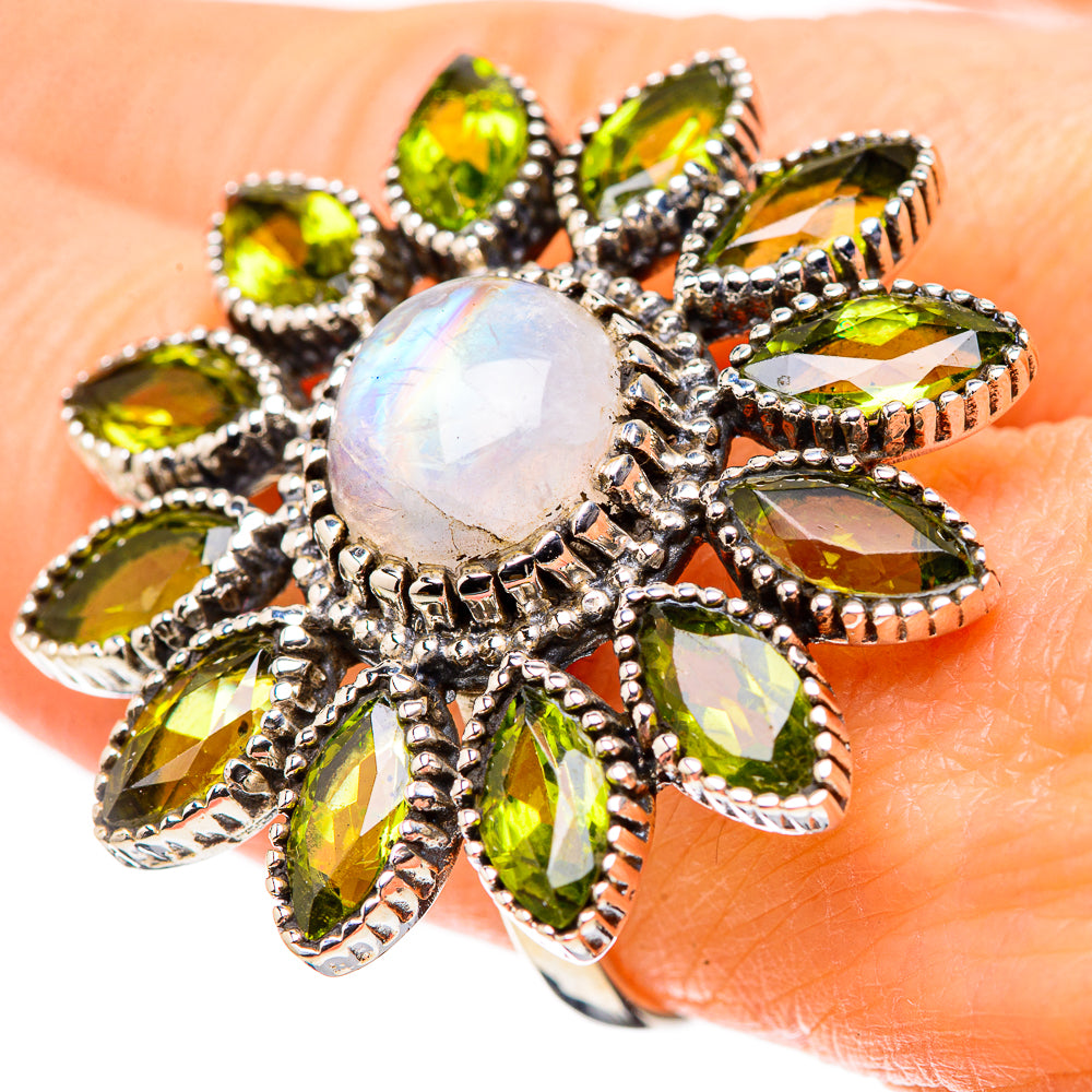 Rainbow Moonstone Rings handcrafted by Anasilvercos - RING132749