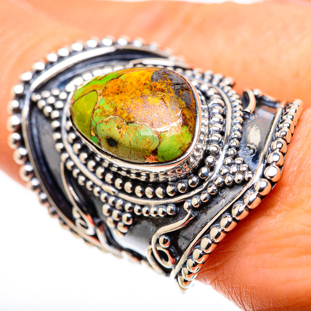 Green Copper Composite Turquoise Rings handcrafted by Anasilvercos - RING132751