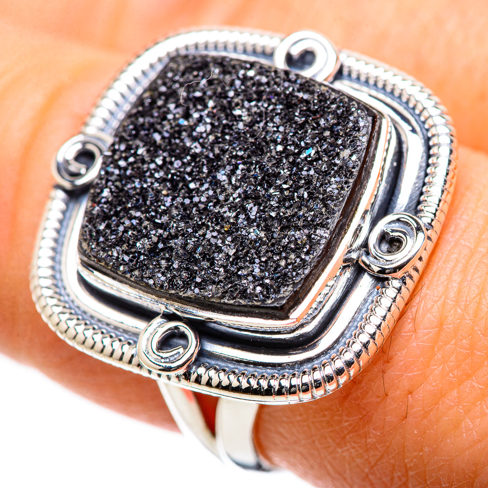Black Druzy Rings handcrafted by Anasilvercos - RING132781
