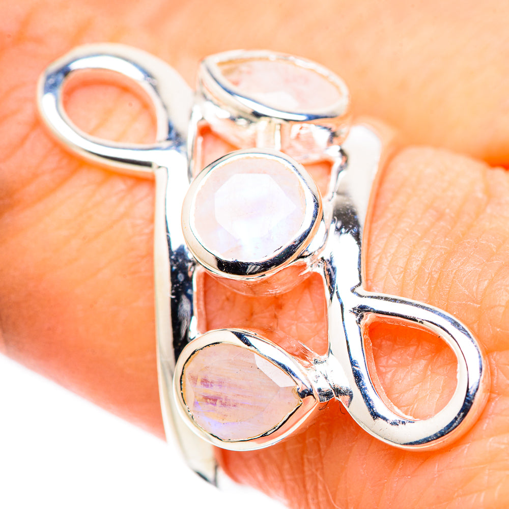 Rainbow Moonstone Rings handcrafted by Anasilvercos - RING132782