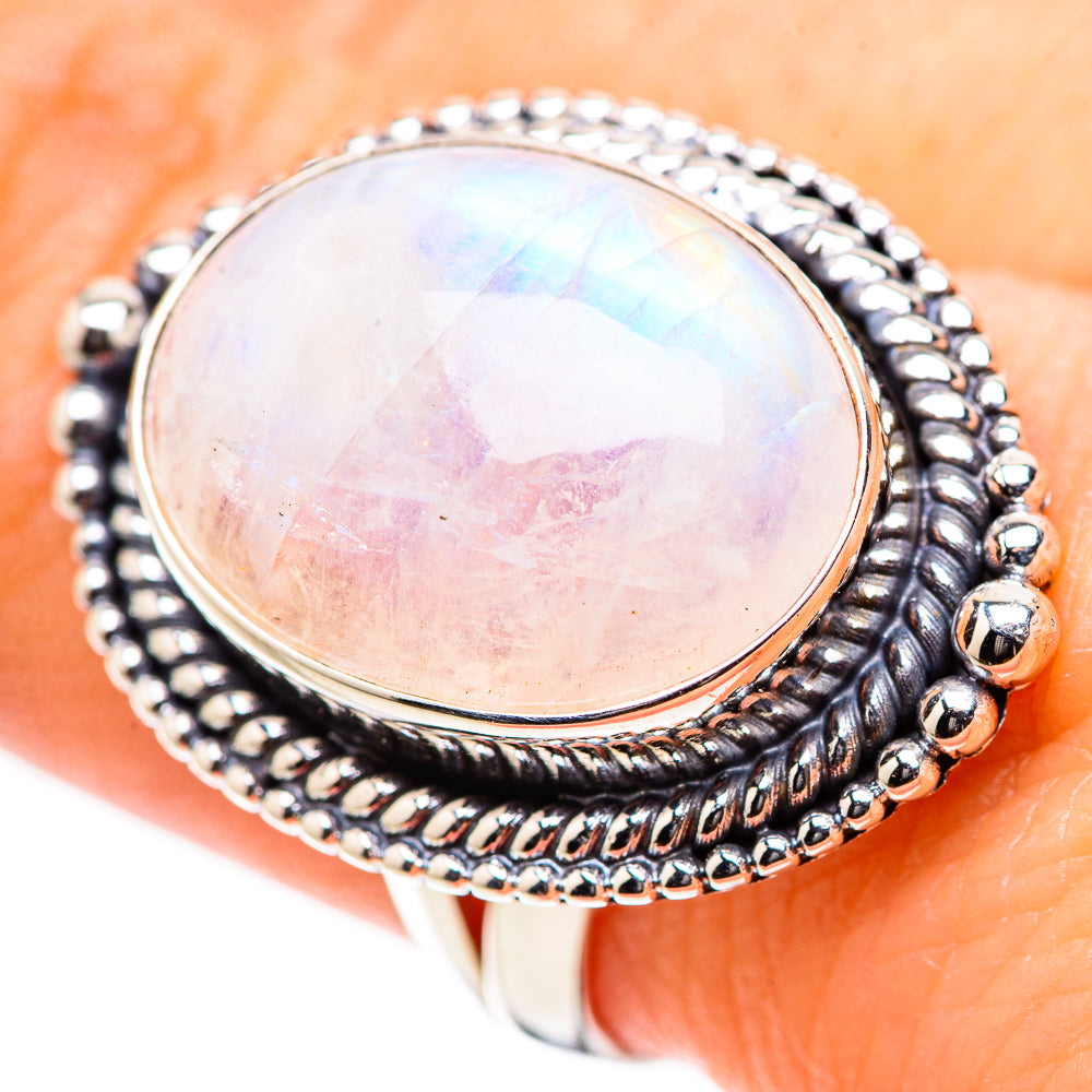 Rainbow Moonstone Rings handcrafted by Anasilvercos - RING132783