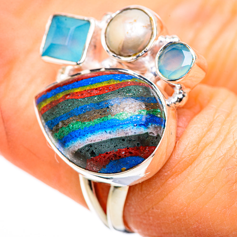 Rainbow Calsilica Rings handcrafted by Anasilvercos - RING132784