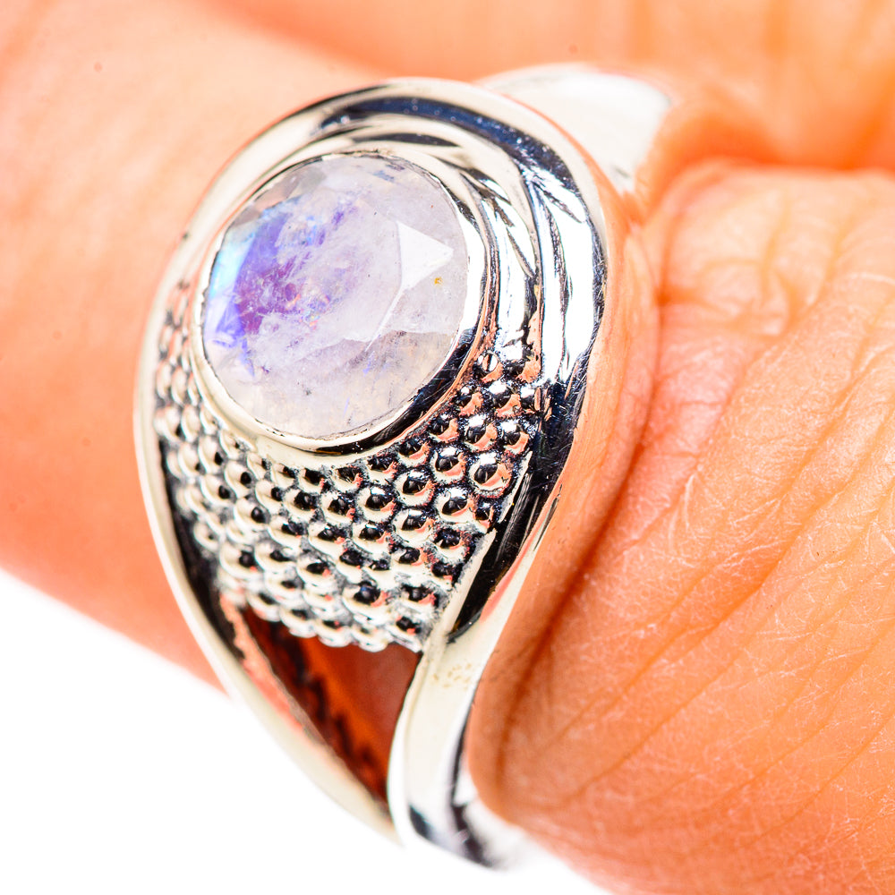 Rainbow Moonstone Rings handcrafted by Anasilvercos - RING132813