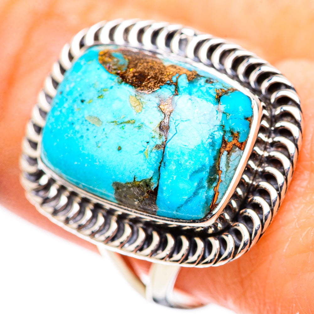Blue Copper Composite Turquoise Rings handcrafted by Anasilvercos - RING132822