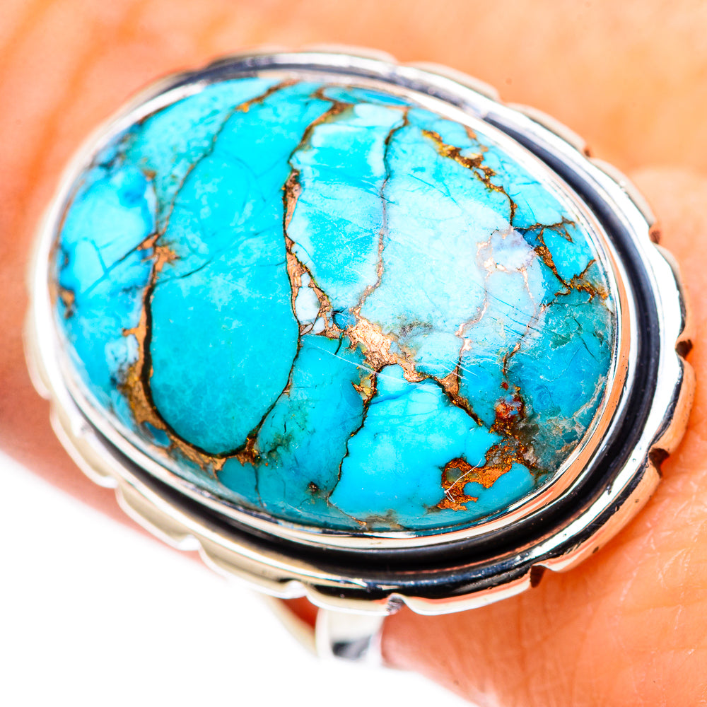 Blue Copper Composite Turquoise Rings handcrafted by Anasilvercos - RING132826