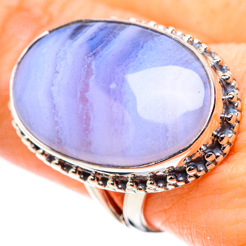Blue Lace Agate Rings handcrafted by Anasilvercos - RING132840