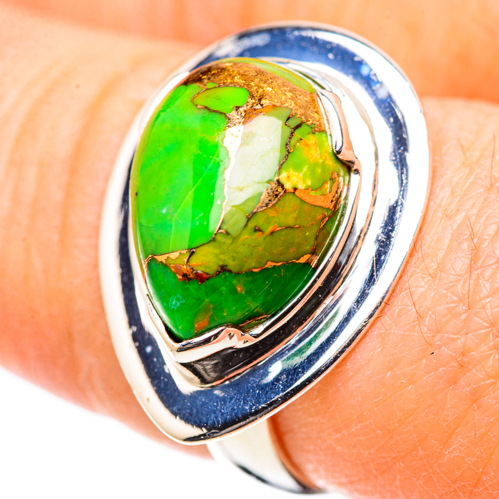 Green Copper Composite Turquoise Rings handcrafted by Anasilvercos - RING132854