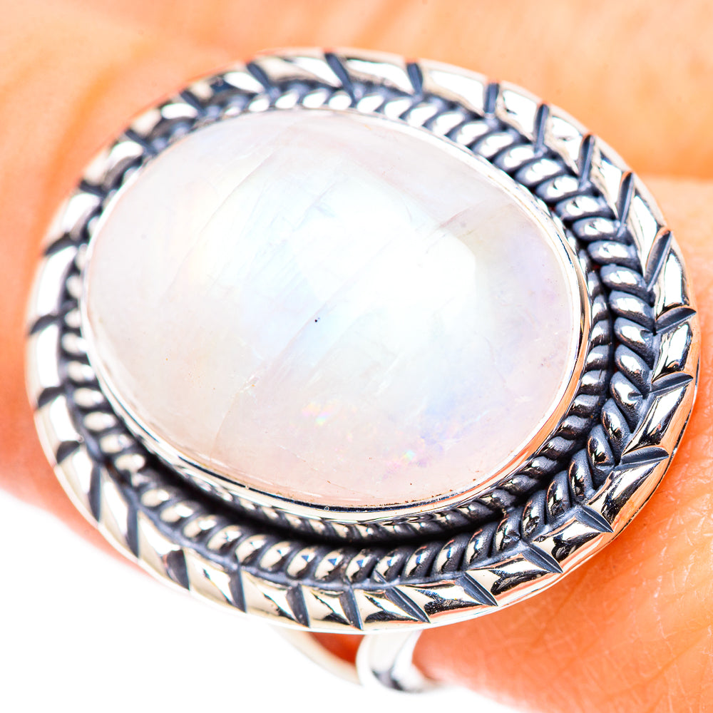 Rainbow Moonstone Rings handcrafted by Anasilvercos - RING132864