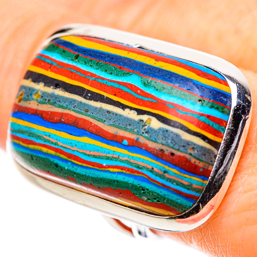 Rainbow Calsilica Rings handcrafted by Anasilvercos - RING132918