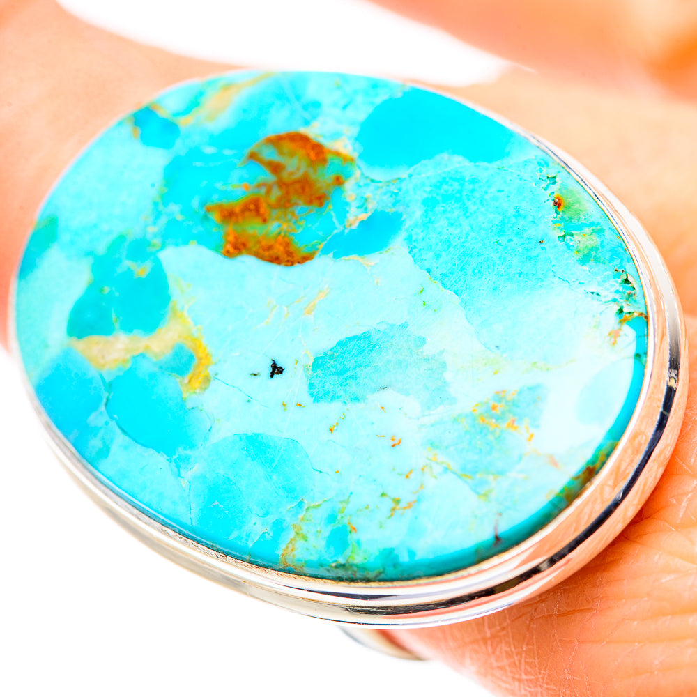 Kingman Mohave Turquoise Rings handcrafted by Anasilvercos - RING132926