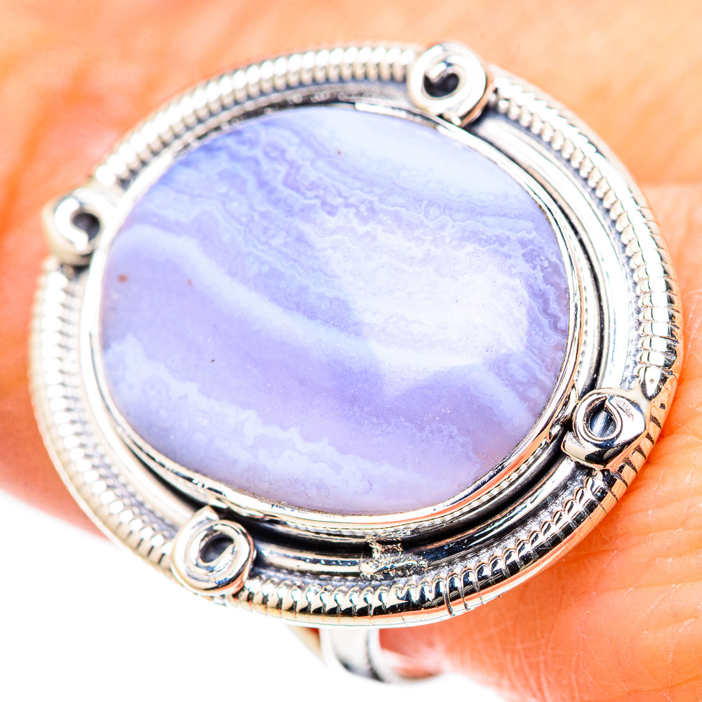 Blue Lace Agate Rings handcrafted by Anasilvercos - RING132949