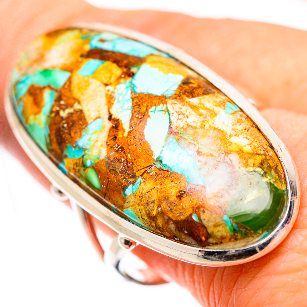Kingman Mohave Turquoise Rings handcrafted by Anasilvercos - RING132954