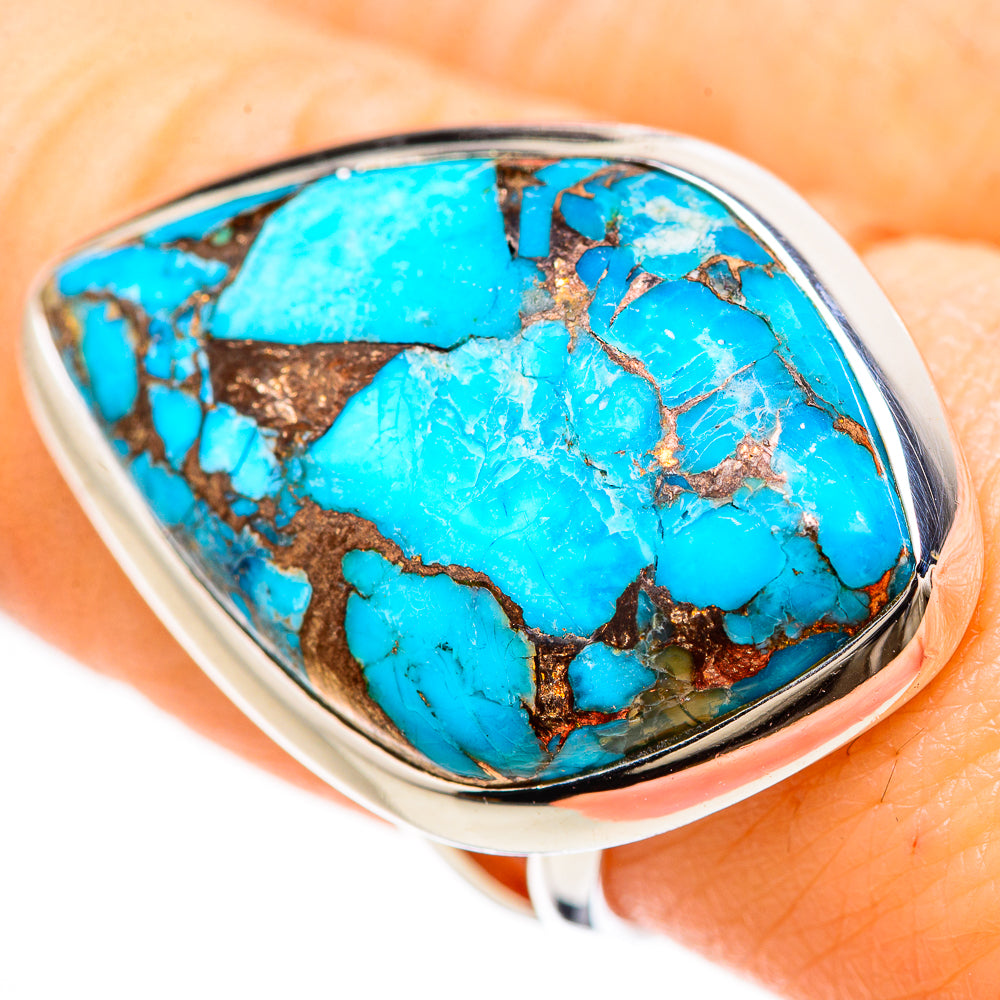 Blue Copper Composite Turquoise Rings handcrafted by Anasilvercos - RING132991