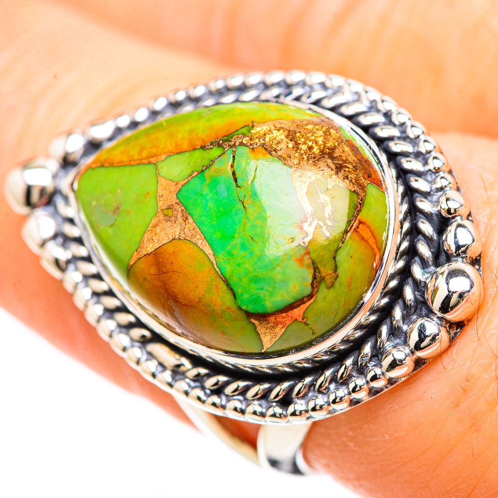 Green Copper Composite Turquoise Rings handcrafted by Anasilvercos - RING132999